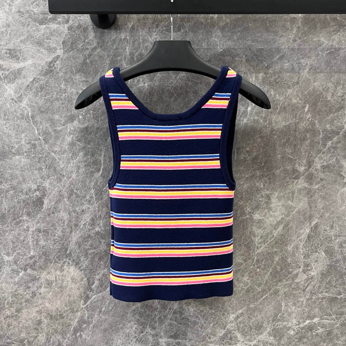 Colorful Striped Knitted Fitted Vest