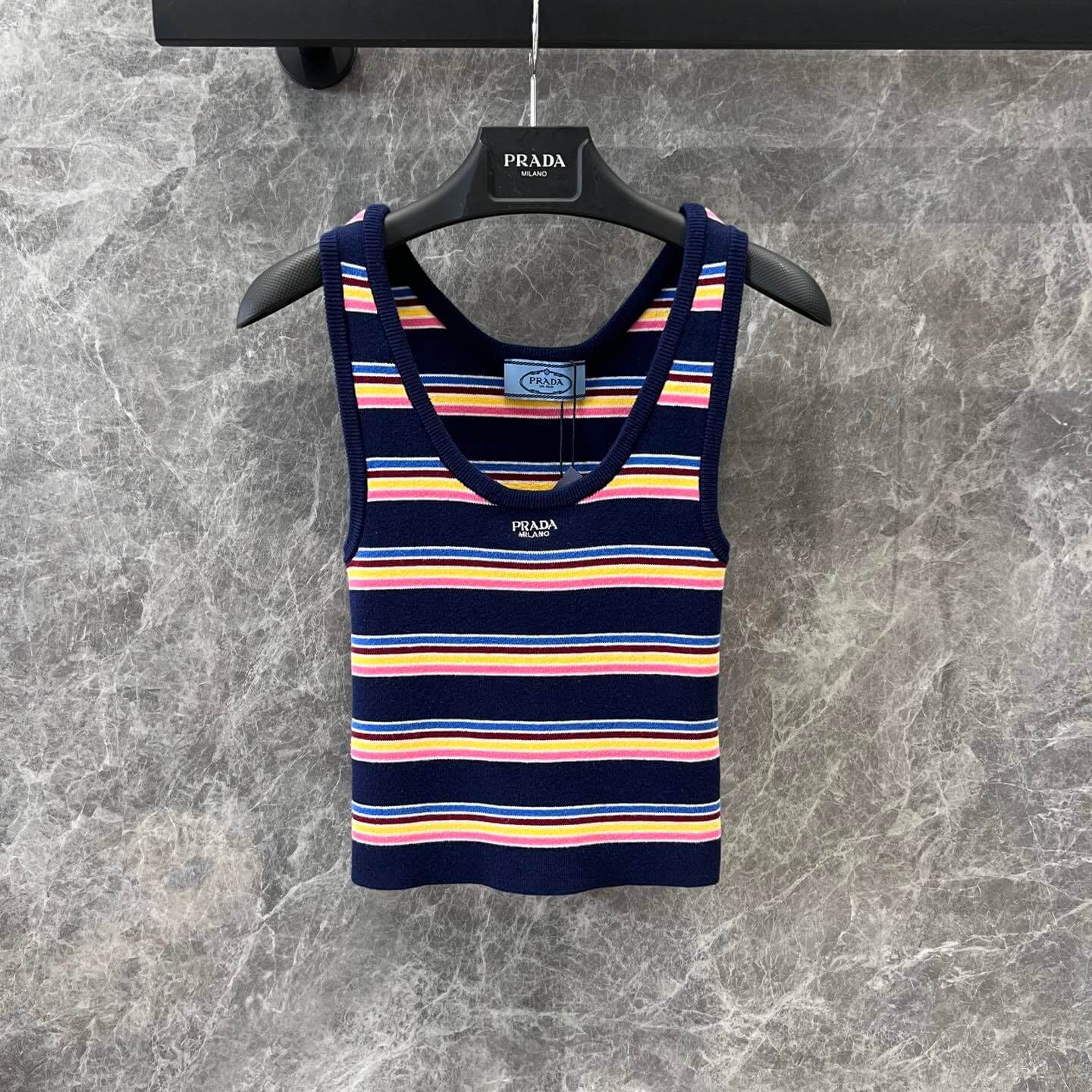 Colorful Striped Knitted Fitted Vest