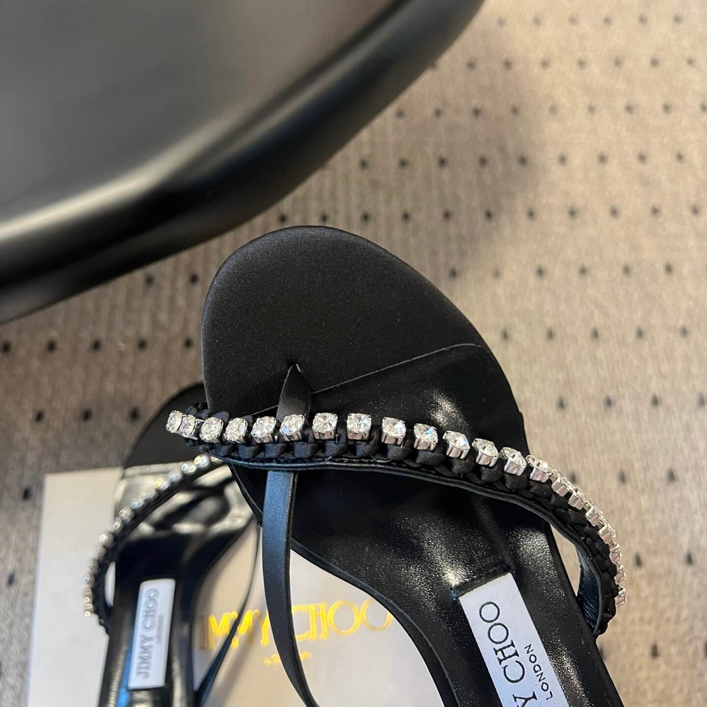 Classic Satin Crystal Low-Heel Sandals