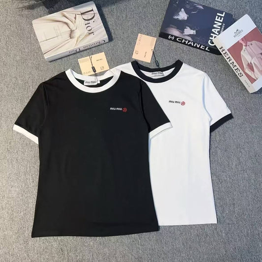 Classic Black and White Color-Block T-Shirt