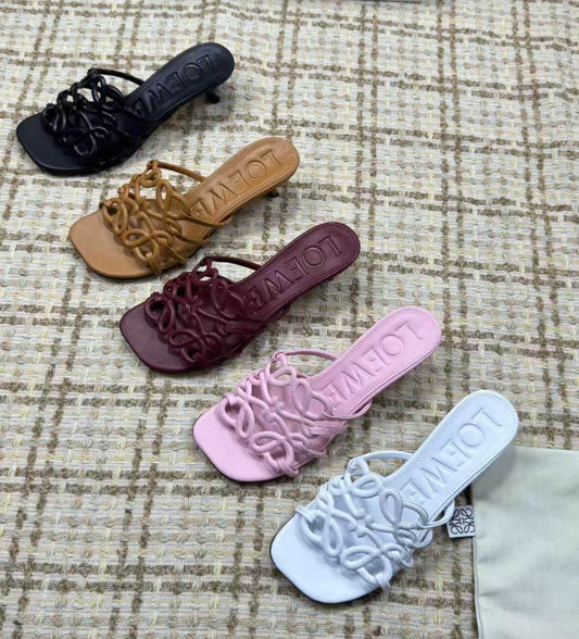 Vacation Style Openwork Low-Heel Sandals