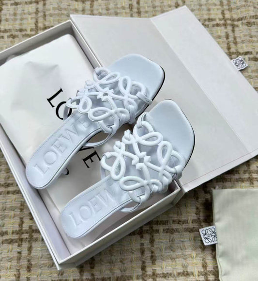 Vacation Style Openwork Low-Heel Sandals
